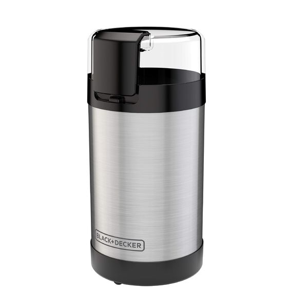 BLACK+DECKER One Touch Coffee Grinder, CBG110S,2/3 Cup Coffee Bean Capacity, Push-Button Control, Stainless Steel Blades