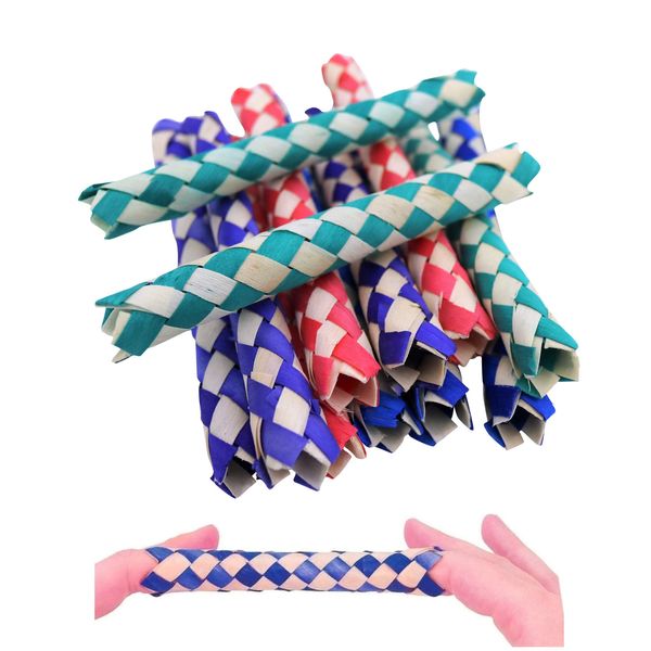 Zugar Land Cool Colorful Classic Bamboo Chinese Finger Traps (5") for Kids and Adults. (Light - Multi Color (24 Pack))