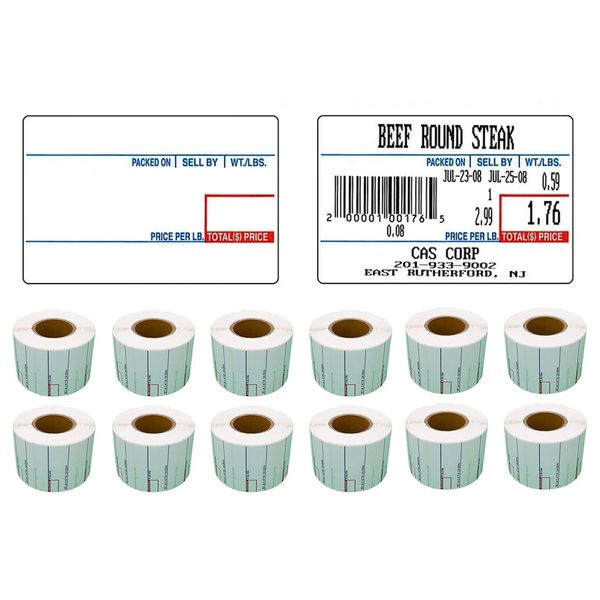 CAS LST-8010 Printing Scale Label, 58 x 40 mm, UPC 12 Rolls Per Case