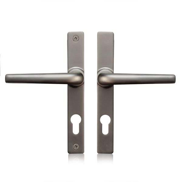 XFORT Uros Satin Chrome (PZ 70mm, Screw Hole Distance 180mm, Overall 205mm) Zamak Ferco Door Handle Replacement, UPVC Front Door Handle Compatible with GU Ferco Locking System