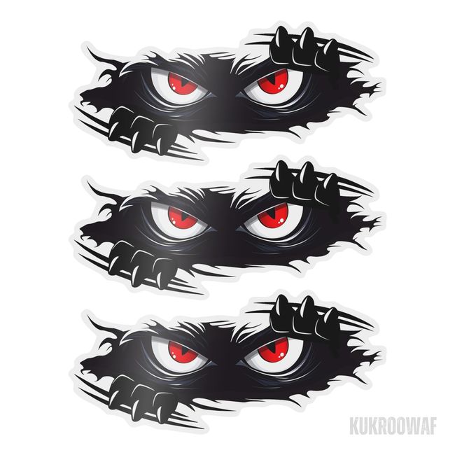 3PCS Peeking Monster Angry Eyes Car Decals,Funny Monster Stickers for Cars, Trucks, Dents & Sports Cars, Large Black Vinyl Bumper Stickers and Decals (10x4 inches)