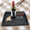 SILILUN Rectangular Serving Breakfast Tray - Black Wood Tray Wooden Food Tray (Medium)