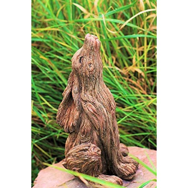 HH Home Hut Garden Ornaments Outdoor Sculpture Hare Rustic Wood Effect - Weatherproof and Waterproof Eye - Catching Rabbit Driftwood Animal Lawn Statue Outdoor Indoor Decor 21cm High