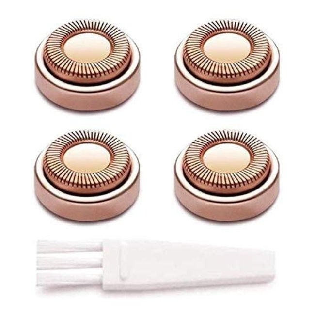 Replacement Heads for Finishing Touch Flawless Facial Hair Remover Shaver for Women, 18K Rose Gold Plated - Pack of 4