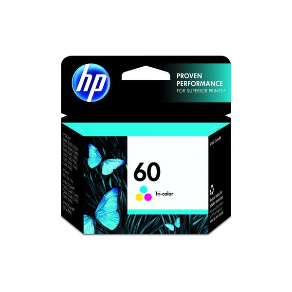 HP 60 Tri-color Ink Cartridge | Works with DeskJet D1660, D2500, D2600, D5560, F2400, F4200, F4400, F4580; ENVY 100, 110, 120; PhotoSmart C4600, C4700, D110a Series | CC643WN