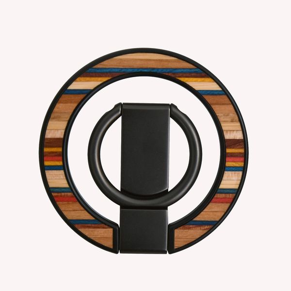 Magnet Phone Ring Grip Metal Magnetic Ring Stand New Mobile Phone Ring Holder Desktop Bracket (Color Wood)