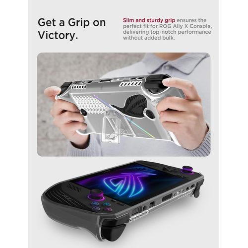 Miimall Protective Case for ROG Ally X 2024 Game Console,Slim Fit for Asus Rog Ally X Cover Case Kickstand, Shockproof Anti-Scratch Ultra Clear Case for ASUS ROG Ally X 2024 Accessories (Clear)