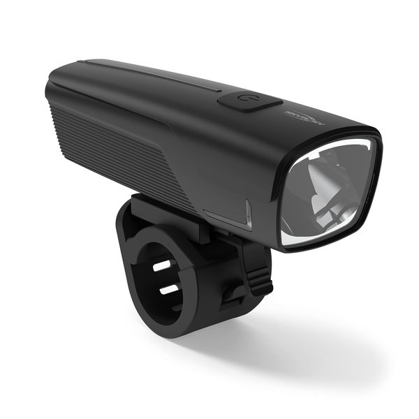 ANSMANN Rechargeable LED Bicycle Headlight Lamp (Pack of 1) - Powerful Bicycle Lamp with 2 Light Levels - Robust Design Bicycle Light with a Range of 200 m