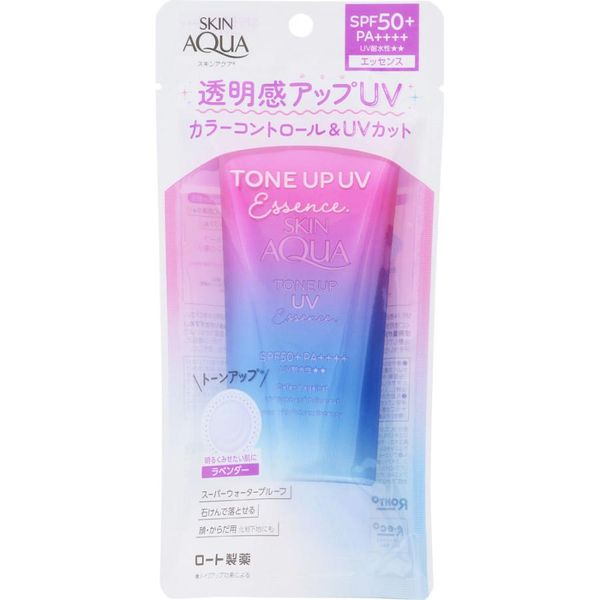 Rohto Pharmaceutical Skin Aqua Tone Up UV Essence Lavender Color SPF50+ PA++++ (80g) Sunscreen for face and body