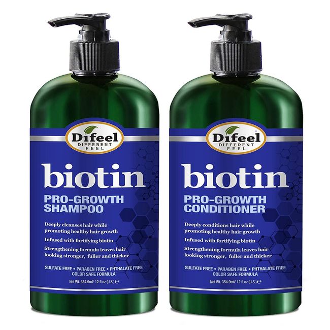 Difeel Biotin Pro-Growth Hair Shampoo and Conditioning Kit 2x12 fl oz