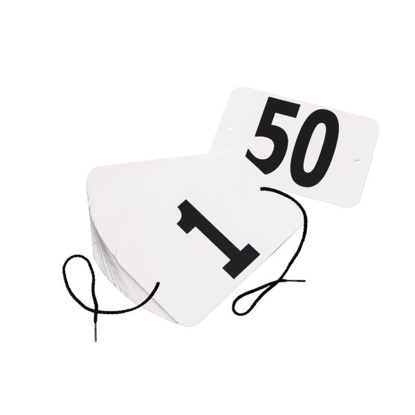 Hodges Badge Company Rectangular Equestrian Numbers with String - 50 Set (Numbers 1-50) - Made in USA
