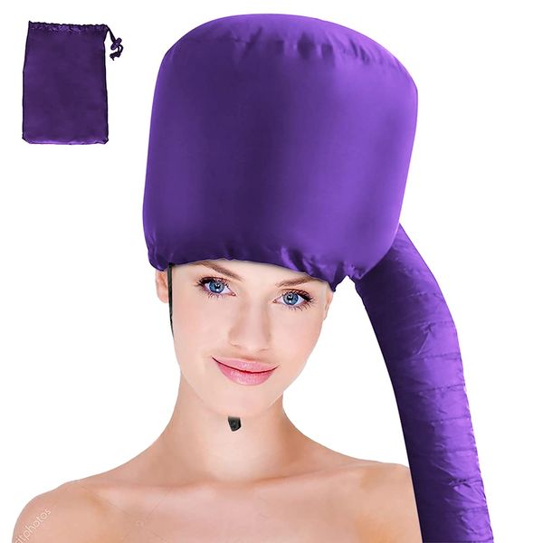 Hair Dryer Bonnet - Upgraded Bonnet Hair Dryer with Longer Extended Hose More Easy to Enjoy Styling, Curling and Hair Deep Conditioning, with Free Carrying Case Bonnet Hair Dryer(Purple)