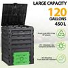 120 Gal Garden Compost Bin with Top Lid Fast Composting Waste Bin for Kitchen 