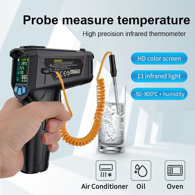 Infrared Thermometer 800 degree /1112 Fahrenheit High Temperature Meter  Digital Thermometer Gun Handheld Non-contact Termometro