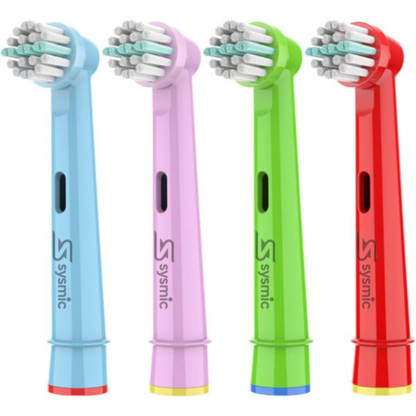 Sysmic 4 Pack Kids Toothbrush Heads Compatible with Oral B Children Electric Toothbrush Head Replacement Multicolour Child Friendly Soft Bristle Brush Heads