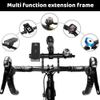 Bicycle Handlebar Extension Frame, Multi Function Bike Extender Rack Double Bike Handlebar Bracket for Light Flashlight, Phone Mount Holder, Speedometer(Black)