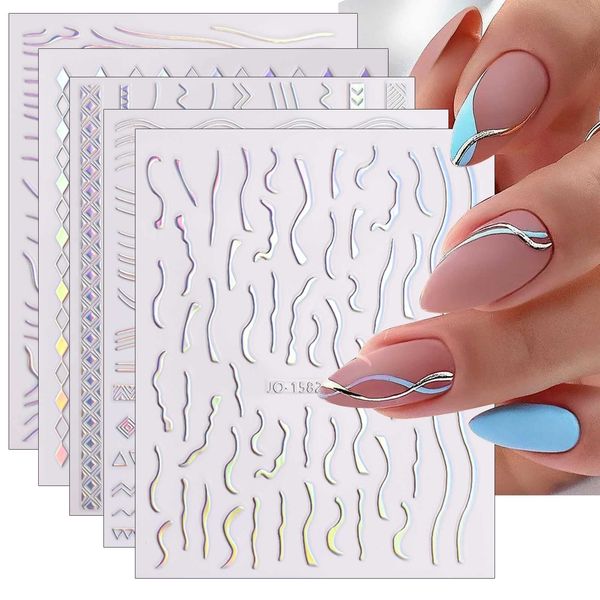 JMEOWIO Nagelsticker Aurora 12 Blatt Nail Art Sticker Selbstklebend Nagelaufkleber Holografisch Dekoration Nageldesign Zubehör