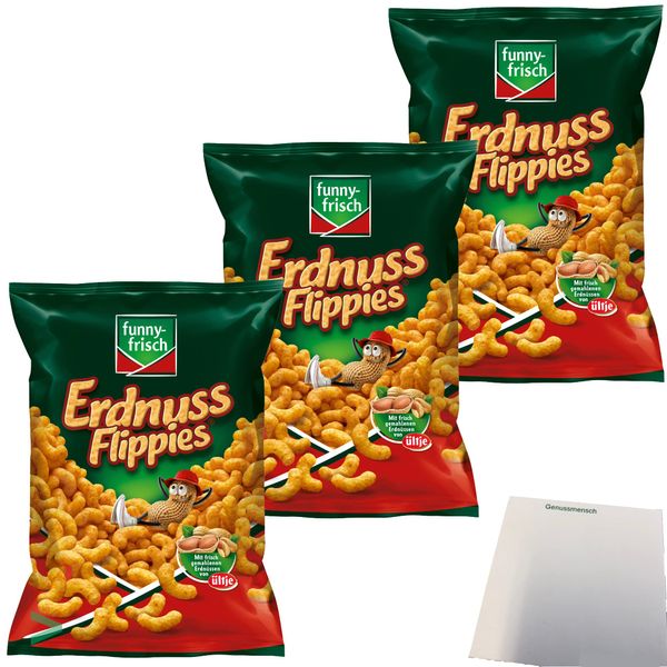 Funny Frisch Erdnuss Flippies Flips Classic Knabbereien 3er Pack (3x200g Beutel) + usy Block