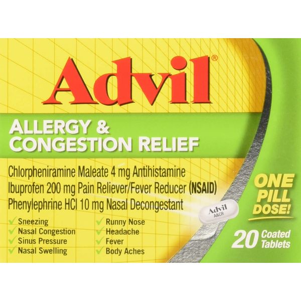 Advil Allergy & Congestion Relief 20 Coated Tablets