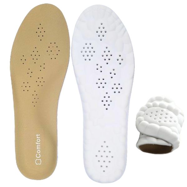 Leather shoes insoles shock absorbing fatigue pumps insole women's 4D cloud feel super soft sneakers work shoes insoles (apricot, length 24 cm = Europe 38 support crop 37 36 35)