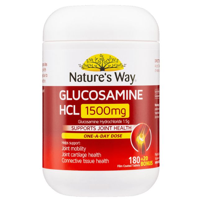 Nature's Way Glucosamine HCL 1500mg 200 Film Coated Tablets Joint Health 180+20