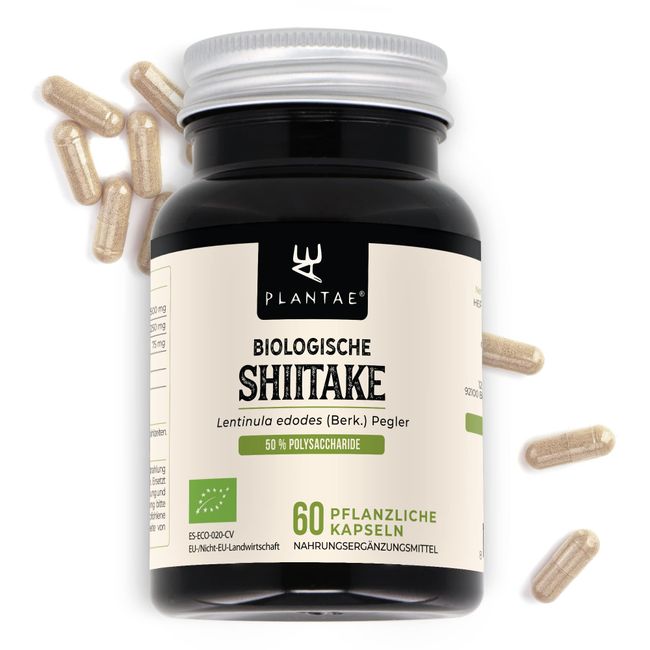 SHIITAKE BIO * Plantae * 60 pflanzliche Kapseln * Stärkt das Immunsystem * 50 % Polysaccharide + 15% Beta-Glucane *