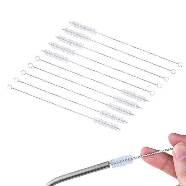 Qiuyan 10 Pack 8inch Tube Brush Drinking Straws Pipes Stainless Steel Tumbler Test Tubes Brush Long Cleaning Brush Set for Baby Bottles Straws Funnel Teapot Nozzle Drinking Straws Keyboards Cleaner