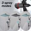Heemli Shower Head 12" 2-in-1 9-Spray Patterns Wall Mount Dual Square Black