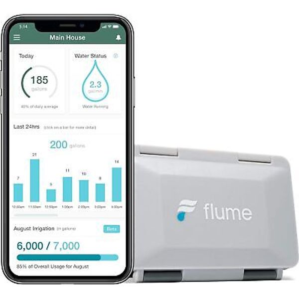 Flume 2 Smart Home Water Monitor & Water Leak Detector: Detect Water Leaks