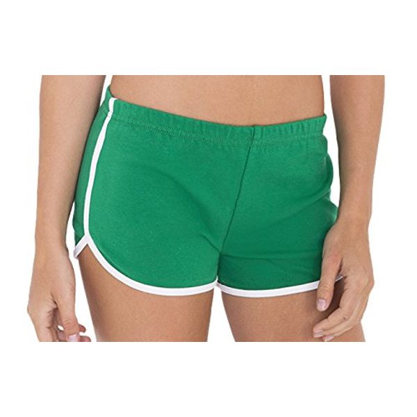 American Apparel Women's Interlock Running Short, Kelly Green/White, X-Small