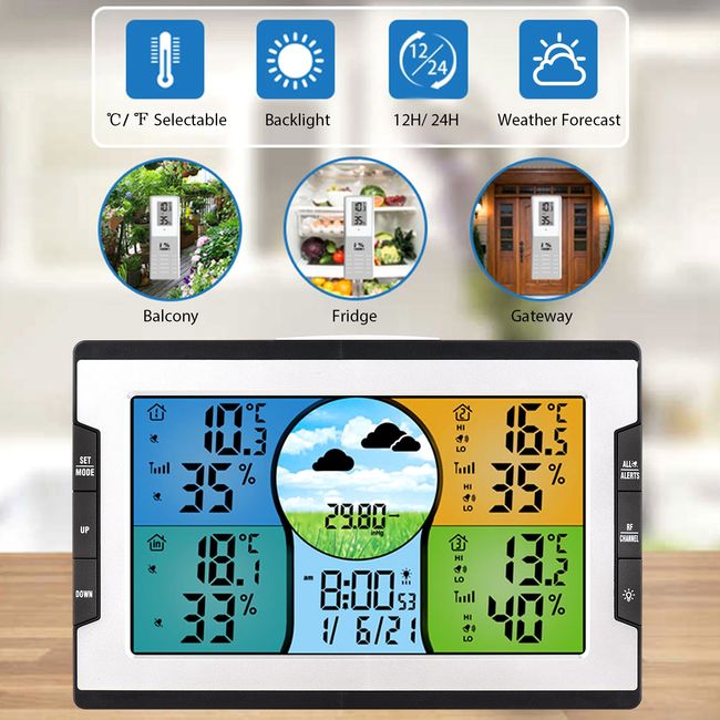 Weather Station Wireless Digital Indoor Outdoor Forecast With 2 Sensors  Screen Wireless Sensor Sunrise Sunset Hygrothermograph - AliExpress