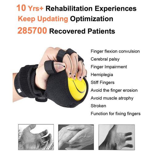 Furlove Anti-Spasticity Ball Splint, 2 in 1 Hand Splint for Stroke Hemiplegia Rehabilitation Finger Training Equipment Finger Wrist Hand Orthosis With Ball