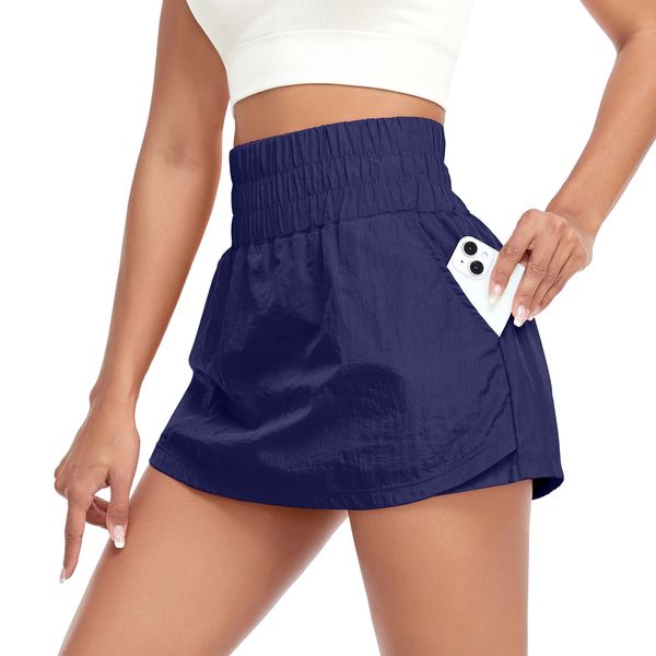 VUTRU Damen High Waist Tenniskleid Golf Mini Tennisröcke Sommer Sport Running Shorts Front Skirts Back Hosen blau s