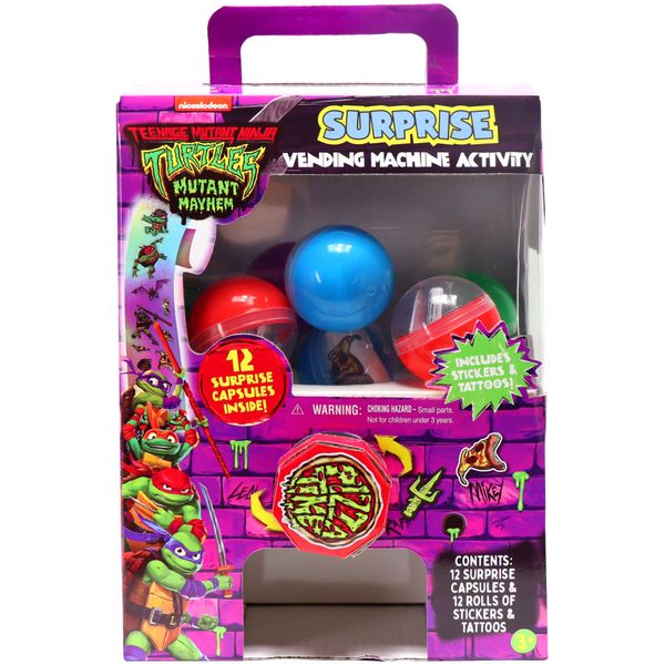 Teenage Mutant Ninja Turtles Surprise Vending Machine Activity, 25-Pieces, Stickers, Temporary Tattoos, Kids Toys for Ages 3 Up