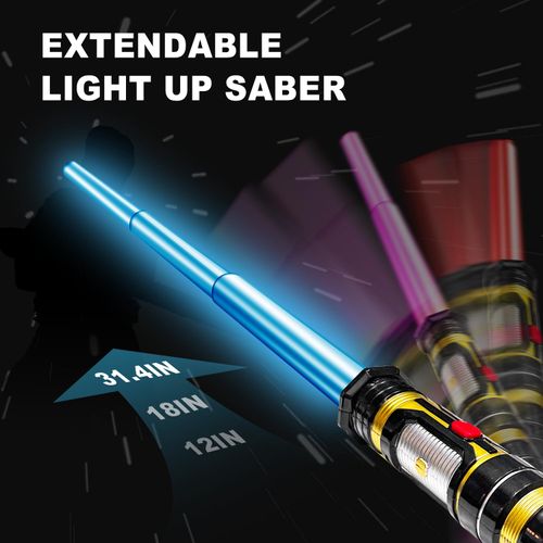 AuntyFey Light Up Saber for Kids Adults, Retractable Dark Light Up Saber for Adult Sword Kid Set, 2 Pack Toy Light Up Saber, Toy Light Sword for Kids Boy 3-8, Blue, Red, Purple Light Savers Party