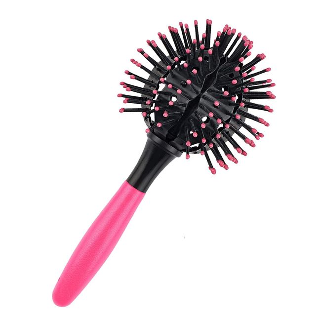 Haarbürste, 3D Bomb Curl Haarbürste, Rund Haarbürste, Entwirrbürste geeignet für Locken & lange Haare von Damen,Herren & Kinder, Haarwerkzeug für lockige Haarkugel (pink)