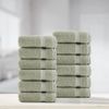 belem Luxury 100% Cotton Face Towels, Very Soft and Highly Absorbent Wash Cloths, 13x13, Pack of 12 (Sage Green)