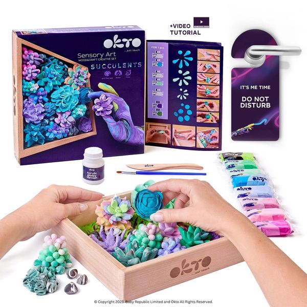 Art Kit Tenderness| Succulents Art Set 3D for Home Wall Decor | Craft Kits for Adults and Teen | Craft Box with Modeling Clay for Succulents | Hobby Kits Succulent DIY Kits