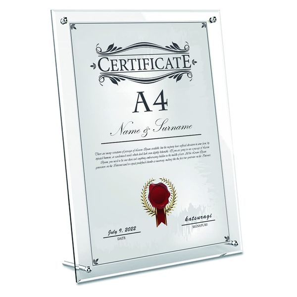 Acrylic Photo Frame, A4 Frame, A4 Picture Frame, Stand, Horizontal and Vertical, Poster, Award Certificate, Certificate, Cutout, Menu POP, Welcome Board, Compatible with Double-Sided Transparent Tabletop Display Picture, Inner Dimensions (8.3 x 11.7 inche