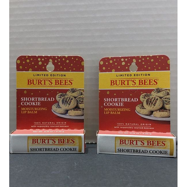 2 Brand New Limited Edition Burts Bees Moisturizing Lip Balm Shortbread Cookie