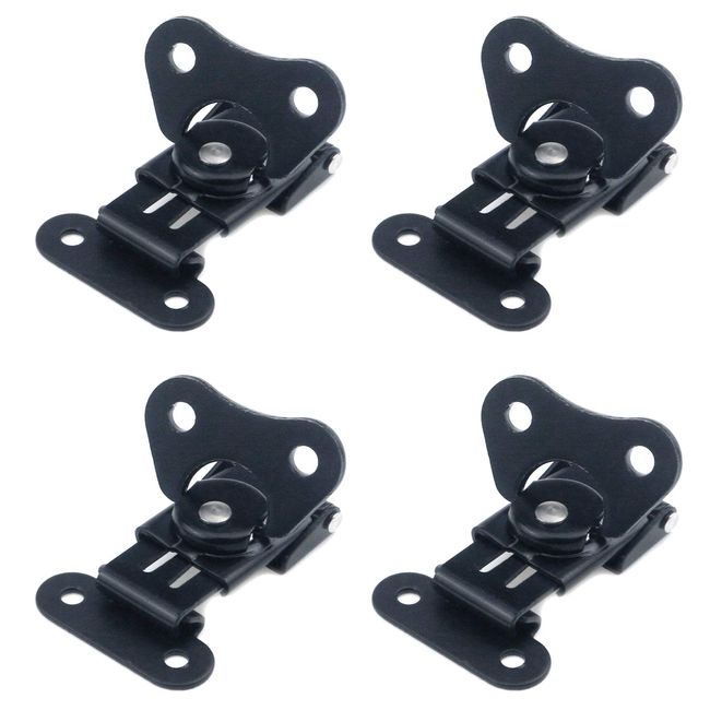 MY MIRONEY 4-Pack Black Spring Loaded Butterfly Twist Latch and Keeper Metal Hardware Toggle Clamp Hasp Box Chest Closure with Screws for Flight Case,1.97" x 1.5"