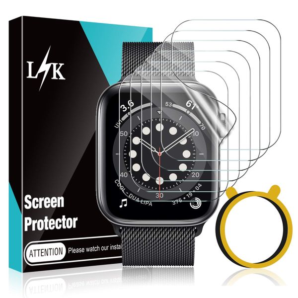 LϟK 6 Pack Screen Protector for Apple Watch 40mm Series 6 5 4 SE - HD Clear Case Friendly Bubble Free No Lifted Edges Not Wet Application Flexible TPU Soft Film - iWatch 40mm Series 6 5 4 SE - Clear