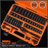 50PC 3/8" Drive Impact Socket Set Deep & Standard SAE Metric 5/16 - 3/4 8 - 22MM