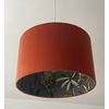 Burnt Orange Velvet Botanical Charcoal Grey Monkey Drum Lampshade