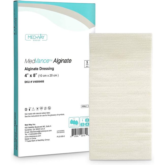 TM Alginate – Calcium Alginate Dressing 4"X8" Box of 5 Dressings