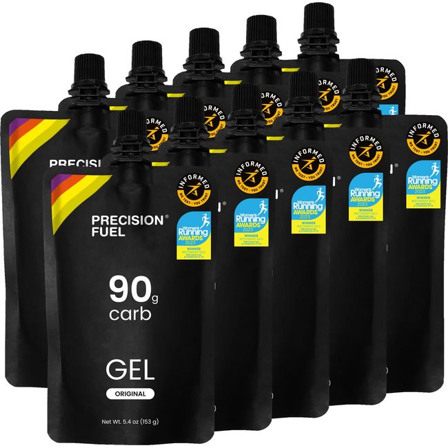 Precision Fuel 90 Energy Gels - Mild Flavour Running for Endurance Athletes 90g Carbohydrate Easy-to-Digest Perfect & Long-Duration Sports (153g (10 Gels))