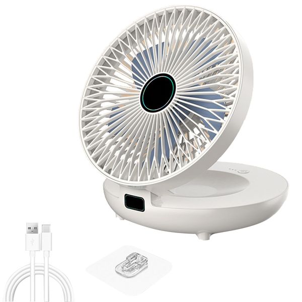 GALER Small Wall Fan, Rechargeable Desk Fan with 3 Speed, Foldable Wall Mounted Fan Household Dual-Use Kitchen Fan, Wall Fans Wall Mounted Hanging Fan for Bedroom Kitchen Yoga (White)