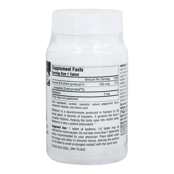 Melatonin 5mg Sublingual-Peppermint Source Naturals, Inc. 200 Lozenge