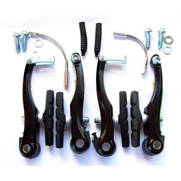 Black Alloy V Brake Arms Silver Set 4 Threaded, 70mm pads