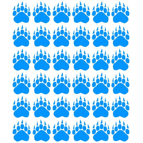 VWAQ Bear Paw Print Floor Decals - Peel and Stick Footprint Wall Decals - 36 PCS (Sky Blue)